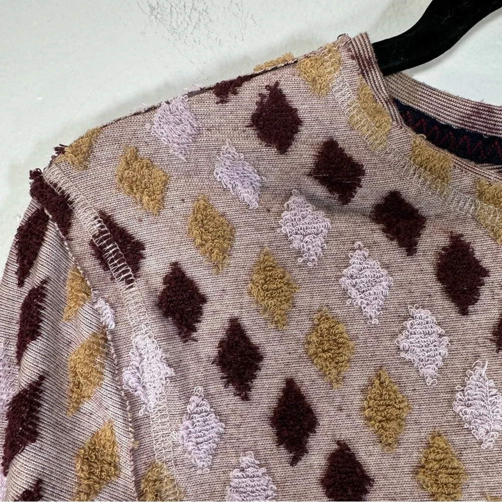 free people crop top magic carpet blouse lavender burgundy diamond terry small